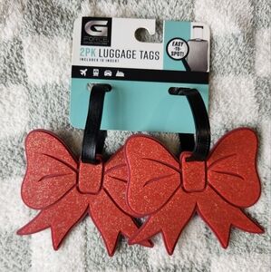 Glitter Bow 2pk Luggage Tags